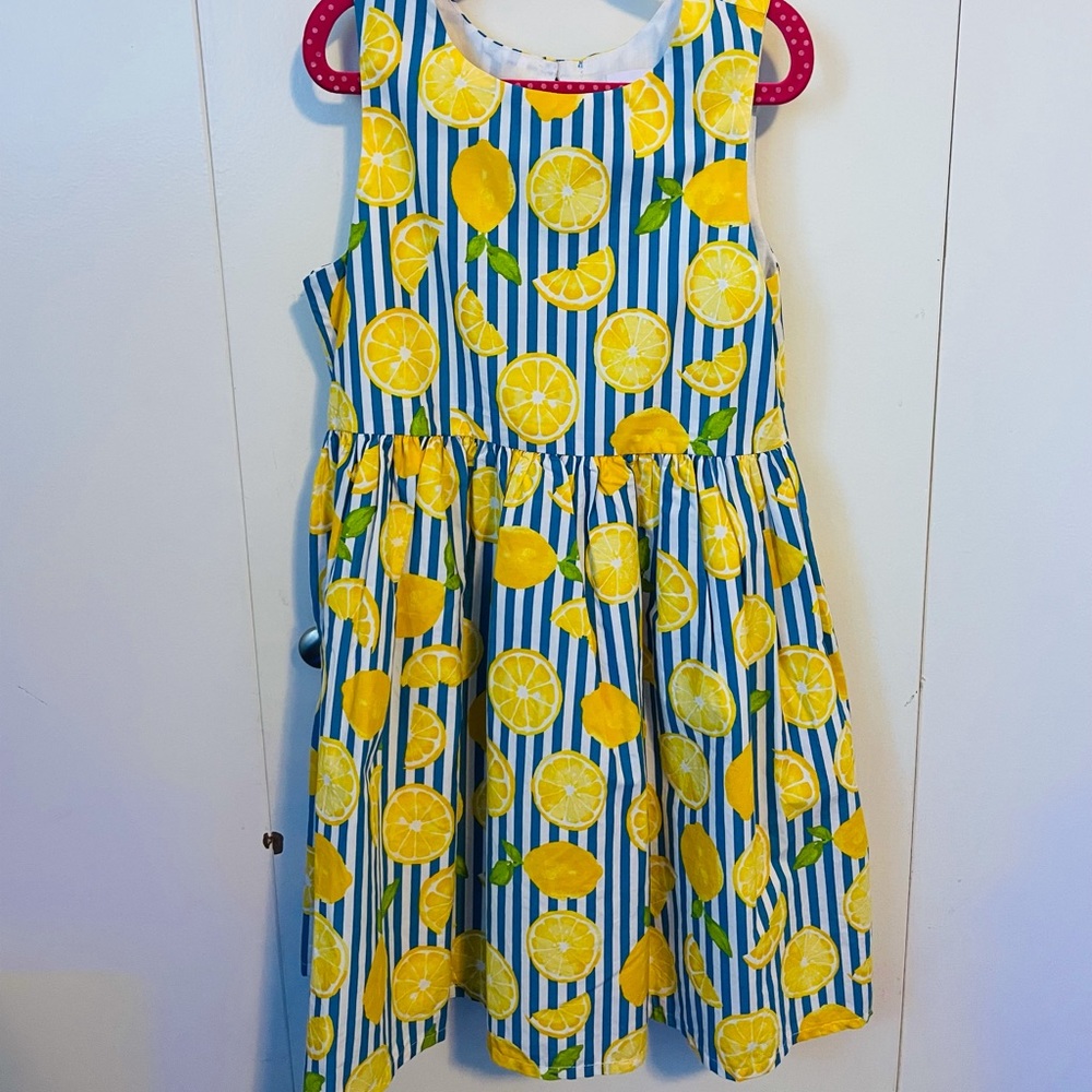 Tommy Bahama Striped Lemon Kid’s Sz 8 Dress